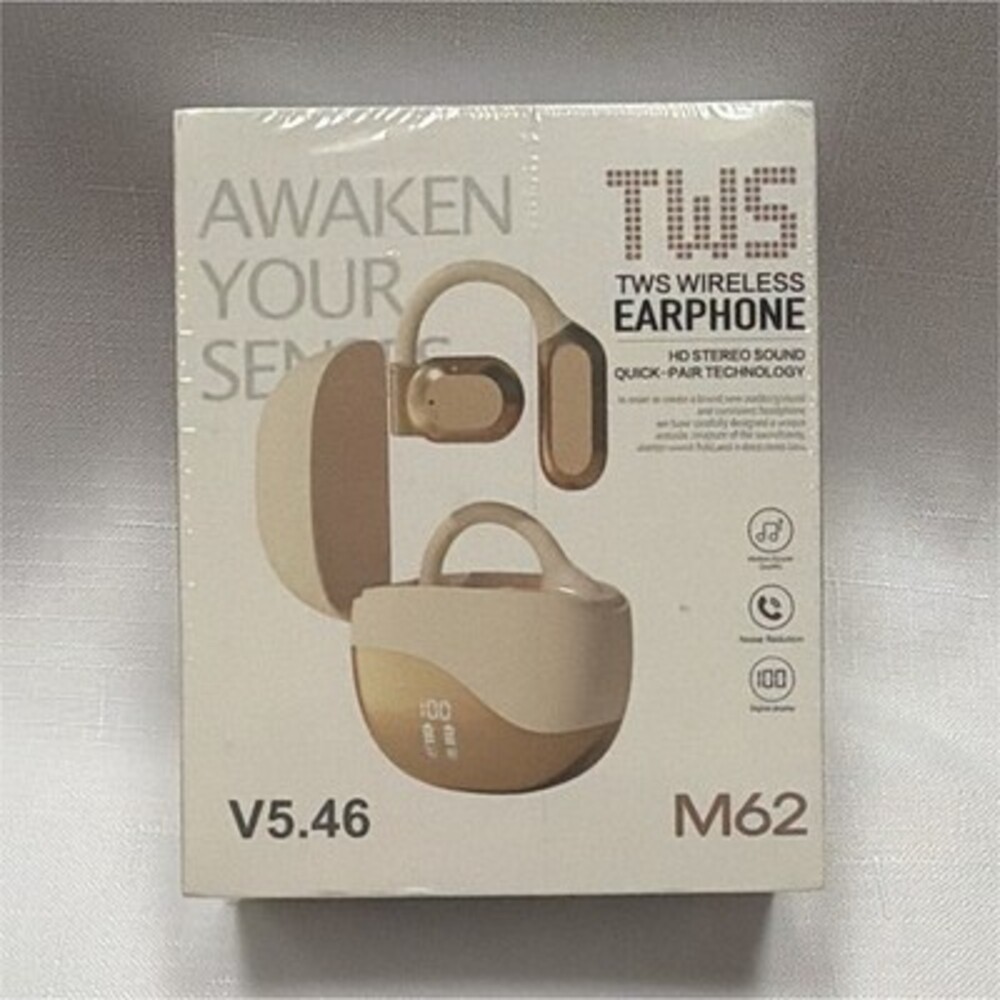 Tws M62 V5.46 Bluetooth Ear-hook Earbuds Beige Noise Reduction Wireless